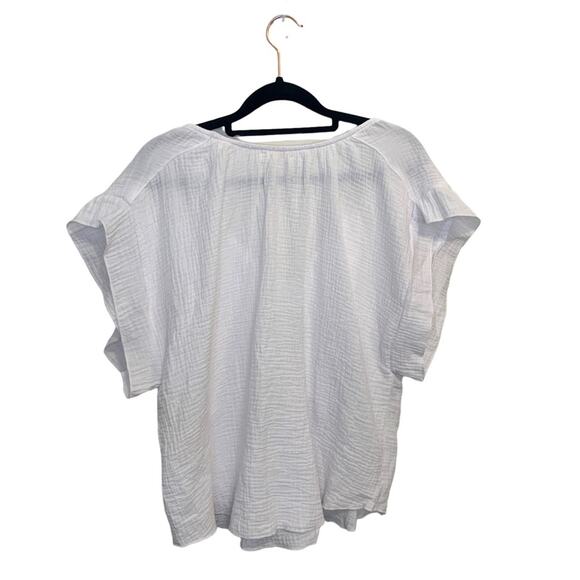 Just Living White Gauzy Short Sleeve Ruffle Top 100% Cotton Small - Picture 4 of 10
